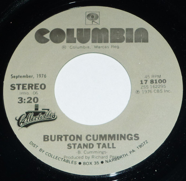 Burton Cummings Stand Tall Takes A Fool To Love A Fool