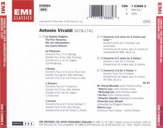 ladda ner album Vivaldi, Yehudi Menuhin, Camerata Lysy, Alberto Lysy - Le Quattro Stagioni