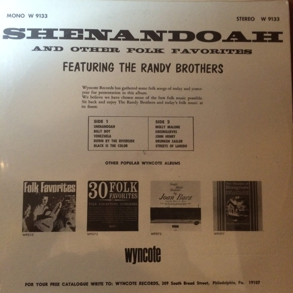 last ned album The Randy Brothers - Shenandoah And Other Folk Favorites