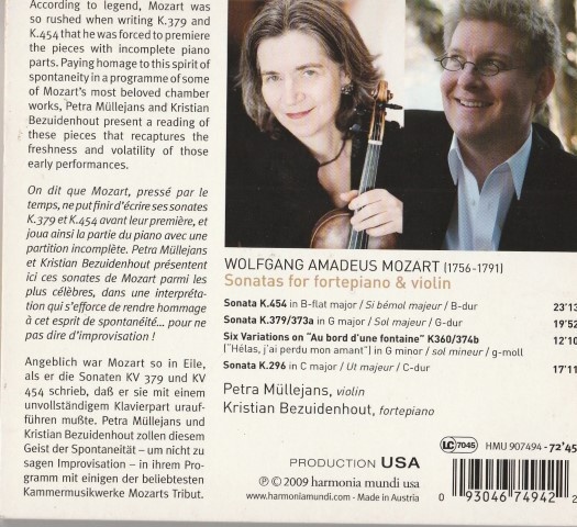 lataa albumi Wolfgang Amadeus Mozart Petra Müllejans, Kristian Bezuidenhout - Sonates For Fortepiano and Violin