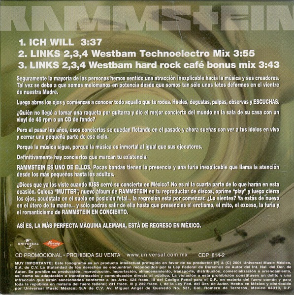 Rammstein – Ich Will (2001, CD) - Discogs