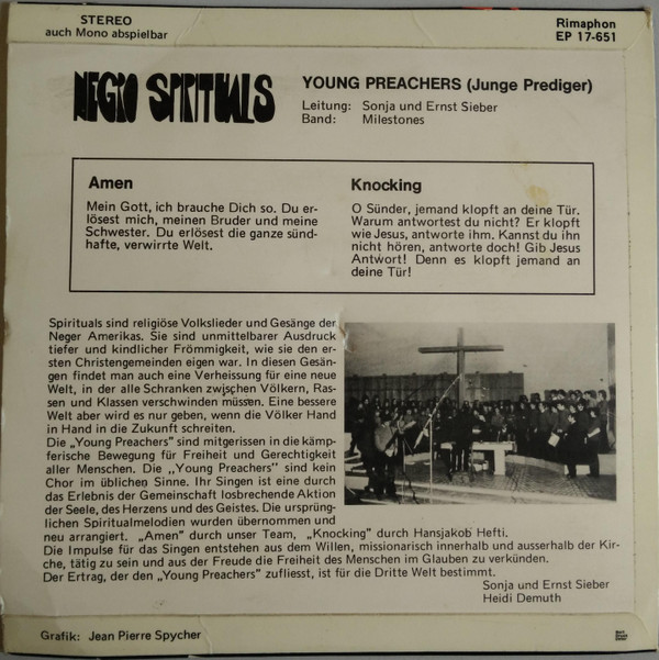 lataa albumi Young Preachers, Milestones , Sonja Sieber, Ernst Sieber - Negro Spirituals