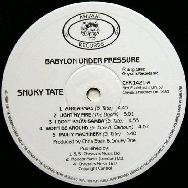 Snuky Tate - Babylon Under Pressure | Animal Records (CHR 1421) - 3