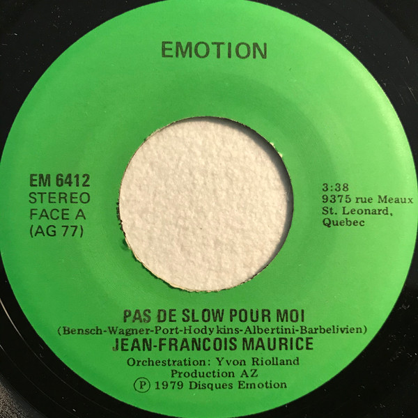 Paradox lime Applied Jean-Francois Maurice – Pas De Slow Pour Moi (1979, Vinyl) - Discogs