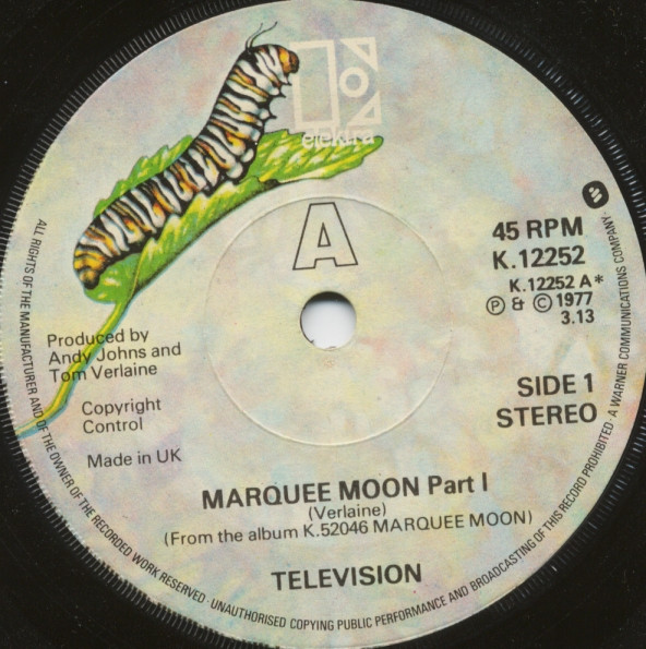 Gripsweat - TELEVISION, MARQUEE MOON, ORIGINAL 1977 RELEASE, LP, ELEKTRA  K52046
