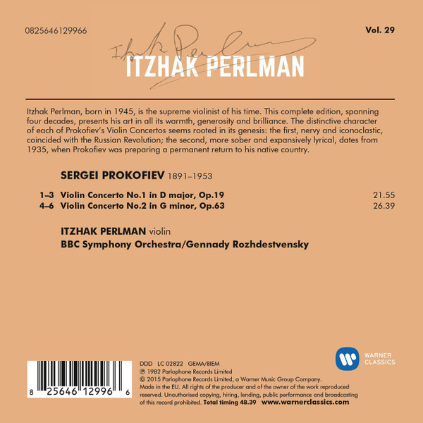 lataa albumi Prokofiev, Itzhak Perlman, BBC Symphony Orchestra, Gennadi Rozhdestvensky - The Two Violon Concertos