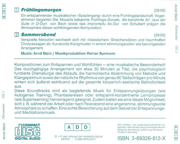 télécharger l'album Arnd Stein - Harmonie Vol 2 Kompositionen Zum Entspannen Und Wohlfühlen