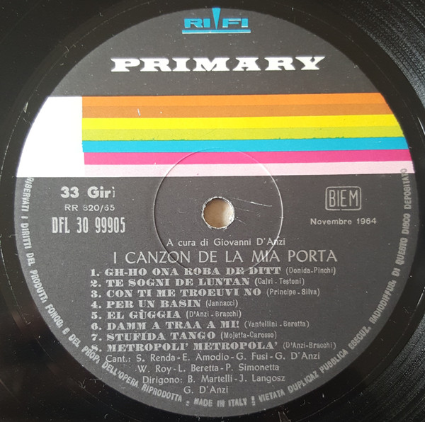lataa albumi Various - I Canzon De La Mia Porta Presentate Da Giovanni DAnzi