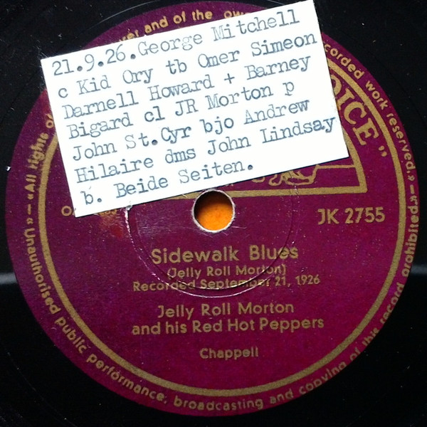 Jelly Roll Morton And His Red Hot Peppers – Sidewalk Blues / Dead 