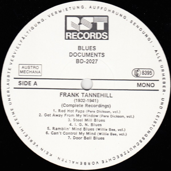 ladda ner album Frank Tannehill - Complete Recordings In Chronological Order 1932 1941
