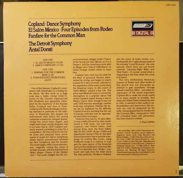 lataa albumi Copland, Detroit Symphony Orchestra, Antal Dorati - El Salón Mexico Etc