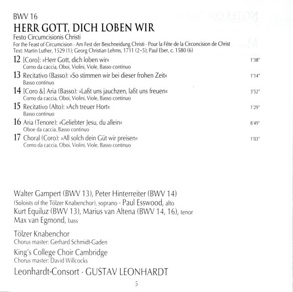 ladda ner album Johann Sebastian Bach, Gustav Leonhardt - Cantatas BWV 13 14 16