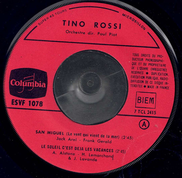 télécharger l'album Tino Rossi - San Miguel Le Vent Qui Vient De La Mer