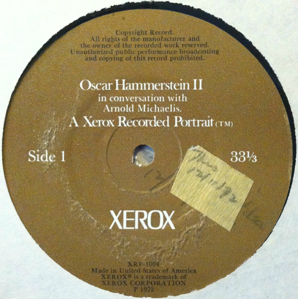 ladda ner album Oscar Hammerstein II In Conversation With Arnold Michaelis - A Xerox Recorded Portrait