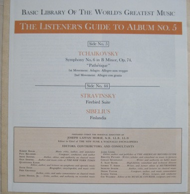 baixar álbum Tchaikovsky, Stravinsky , And Sibelius - Basic Library Of The Worlds Greatest Music Album No 5