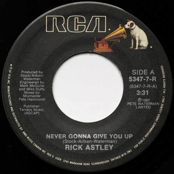 Rick Astley – Never Gonna Give You Up (1987, Vinyl) - Discogs