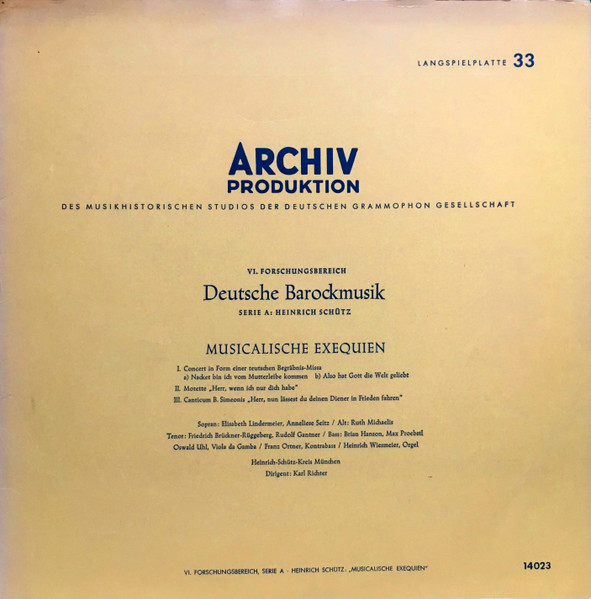 handling Antagonism Turkey Heinrich Schütz – Musicalische Exequien (1961, Vinyl) - Discogs