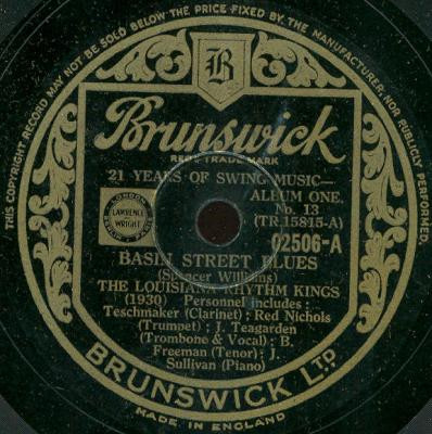 The Louisiana Rhythm Kings – Basin Street Blues / Last Cent (1929
