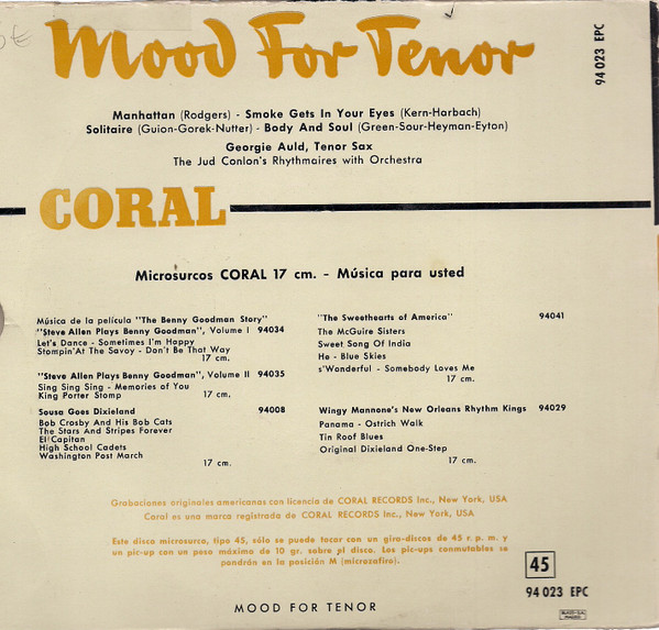 Album herunterladen Georgie Auld & Jud Conlon's Rhythmaires - Mood for Tenor