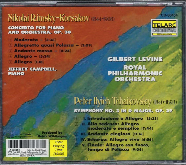 Album herunterladen RimskyKorsakov Tchaikovsky Jeffrey Campbell , Gilbert Levine, Royal Philharmonic Orchestra - Piano Concerto Symphony No 3