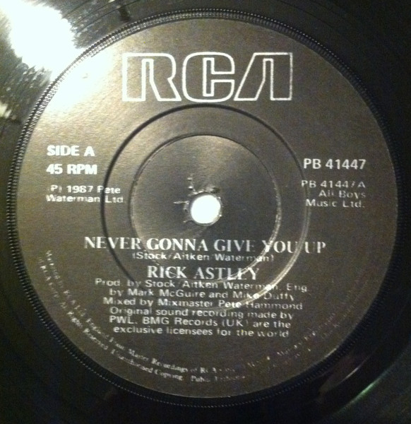 Rick Astley – Never Gonna Give You Up (1987, Vinyl) - Discogs