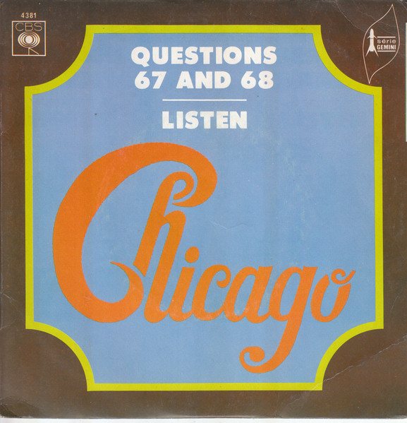 Chicago – Questions 67 And 68 (1969, Insert Picture Sleeve, Vinyl