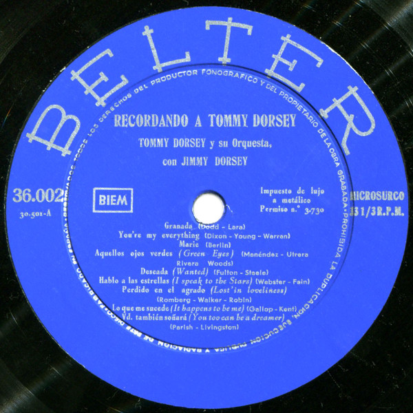 last ned album Tommy Dorsey - Recordando A Tommy Dorsey