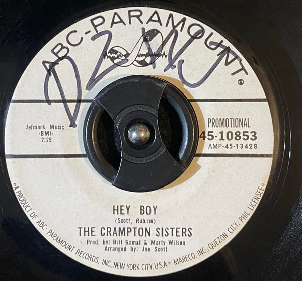 The Crampton Sisters – Hey Boy / Baby, Baby (1966, Vinyl) - Discogs