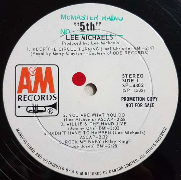 Lee Michaels - 5th | A&M Records (SP-4302) - 3