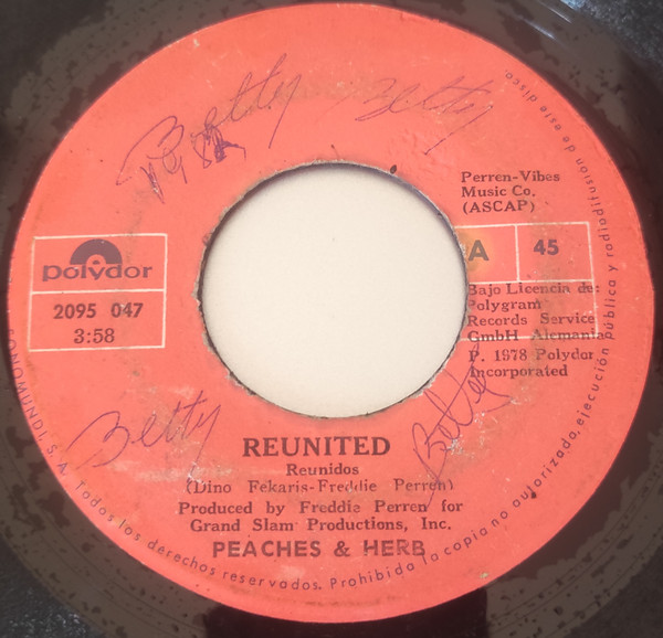 Peaches & Herb – Reunited (1979, Vinyl) - Discogs