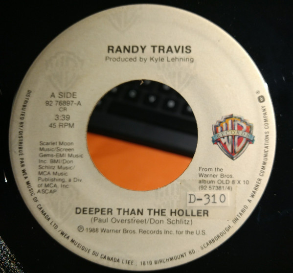 Randy Travis – Deeper Than The Holler (1988, Vinyl) - Discogs