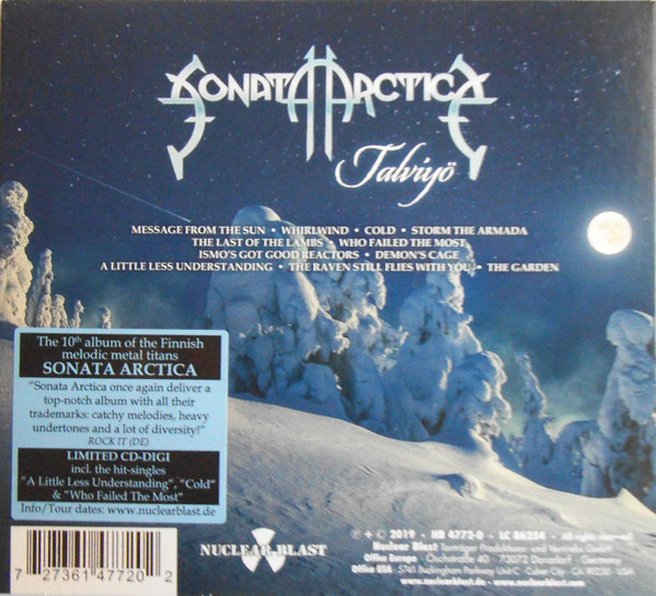 Sonata Arctica Talviy 2019 Digipak CD Discogs