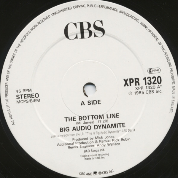 Big Audio Dynamite – The Bottom Line (1985, Vinyl) - Discogs