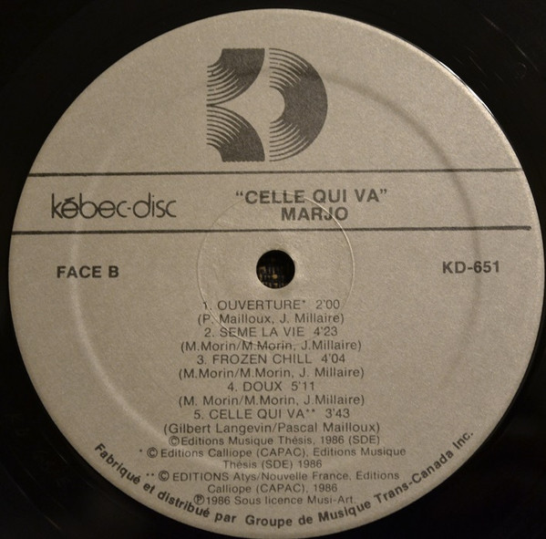 Marjo - Celle Qui Va [Vinyl] | Kébec-Disc (KD-651) - 4