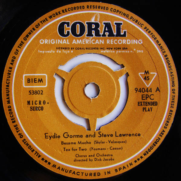 Eydie Gorme + Steve Lawrence - Bésame Mucho | Coral (94 044 EPC) - 3