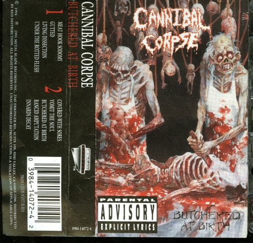 Cannibal Corpse – Butchered At Birth (1994, Cassette) - Discogs
