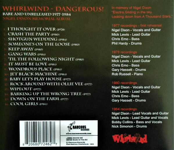 lataa albumi Whirlwind - Dangerous Nigel Dixon Memorial Album Rare And Unreleased 1977 1984