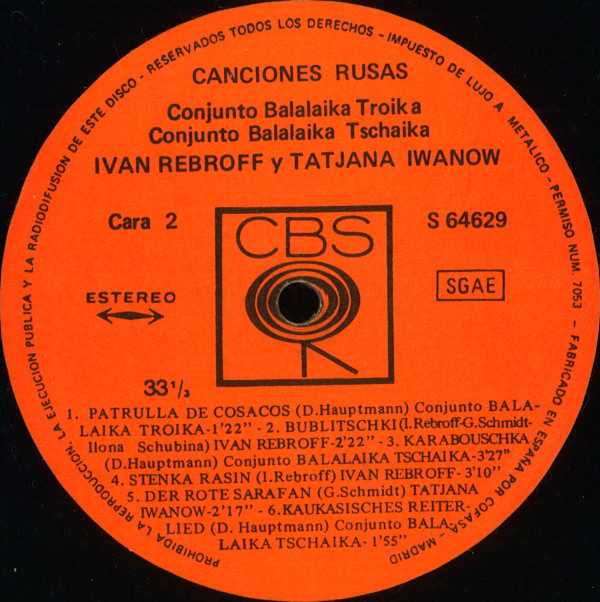 Album herunterladen Ivan Rebroff Tatjana Iwanow - Canciones Rusas