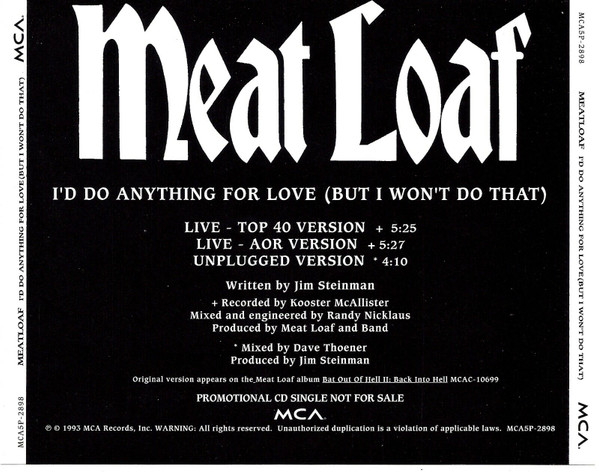 Meat Loaf – I'd Do Anything For Love (But I Won't Do That) (1994