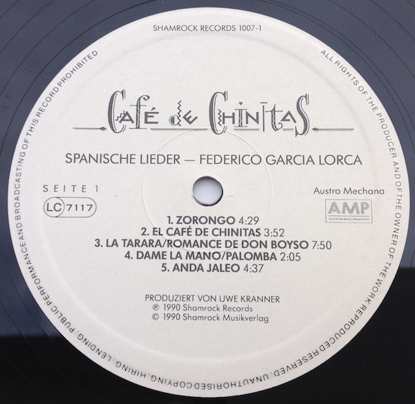 descargar álbum Cafe De Chinitas - Spanische Lieder Federico Garcia Lorca