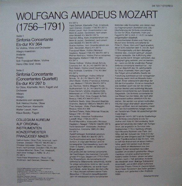 descargar álbum Mozart Collegium Aureum, Franzjosef Maier - Konzertante Sinfonien KV 364 Und KV 297b