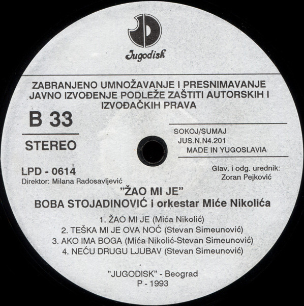 baixar álbum Boba Stojadinović I Orkestar Miće Nikolića - Žao Mi Je