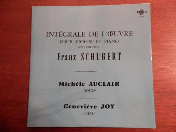 Franz Schubert , Michèle Auclair , Geneviève Joy - Intégrale De L'Œuvre Pour Violon Et Piano (Vol. 2) | Erato (LDE 3237) - 4