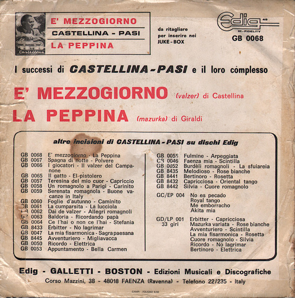 ladda ner album Complesso Castellina Pasi - È Mezzogiorno La Peppina