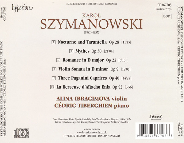 télécharger l'album Szymanowski Alina Ibragimova, Cédric Tiberghien - The Complete Music For Violin And Piano