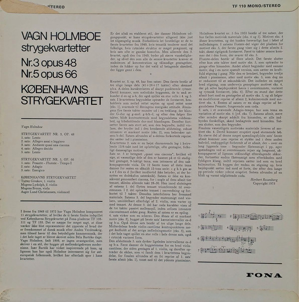 descargar álbum Vagn Holmboe, Københavns Strygekvartet - Strygekvartetter Nr 3 Opus 48 Nr 5 Opus 66