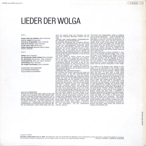 last ned album Russischer Soldatenchor (Alexandrow Ensemble) - Lieder Der Wolga