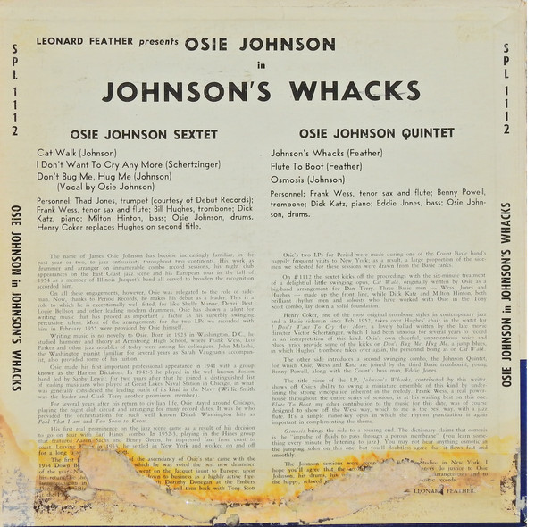 télécharger l'album Osie Johnson - Osie Johnson And His Combos In Johnsons Whacks