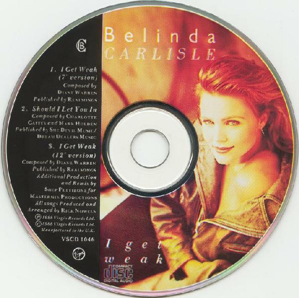 Belinda Carlisle I Get Weak 1988 Picture Cd Discogs
