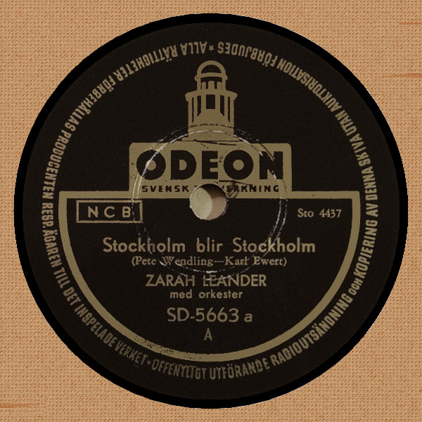 Zarah Leander – Stockholm Blir Stockholm / Från Topp Tå Shellac) Discogs